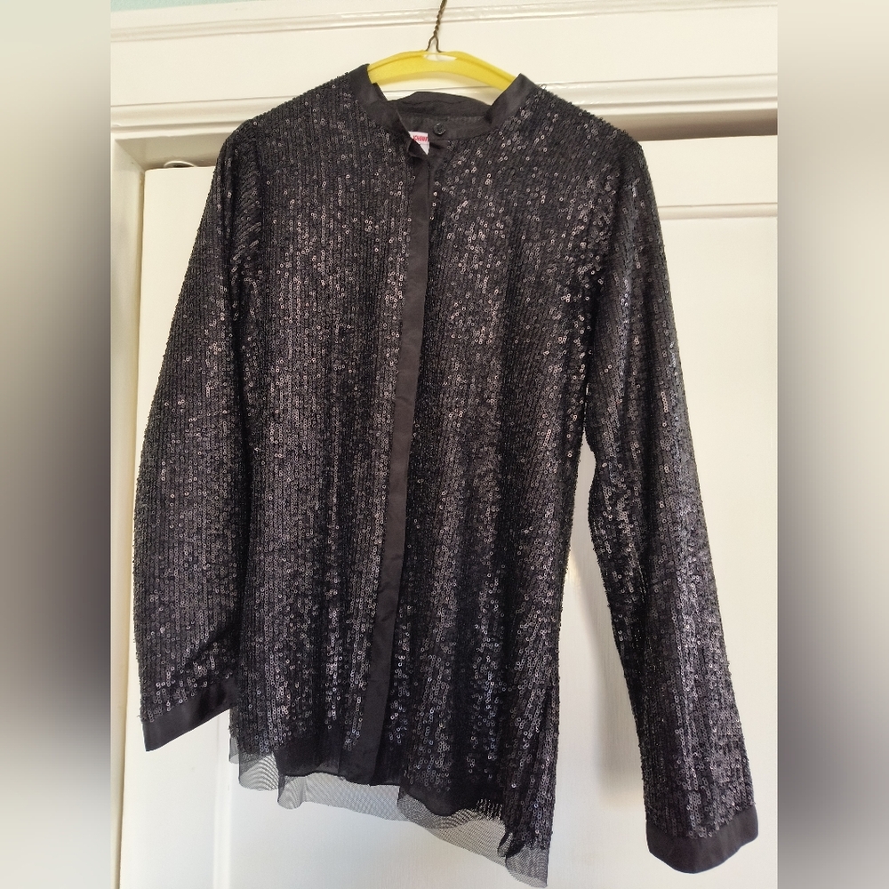 Johnny Was Black Sequin Women's Top